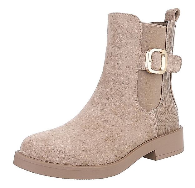 Ital-Design Elegante Damen Chelsea-Boots mit goldfarbenem Detail Stiefelett günstig online kaufen
