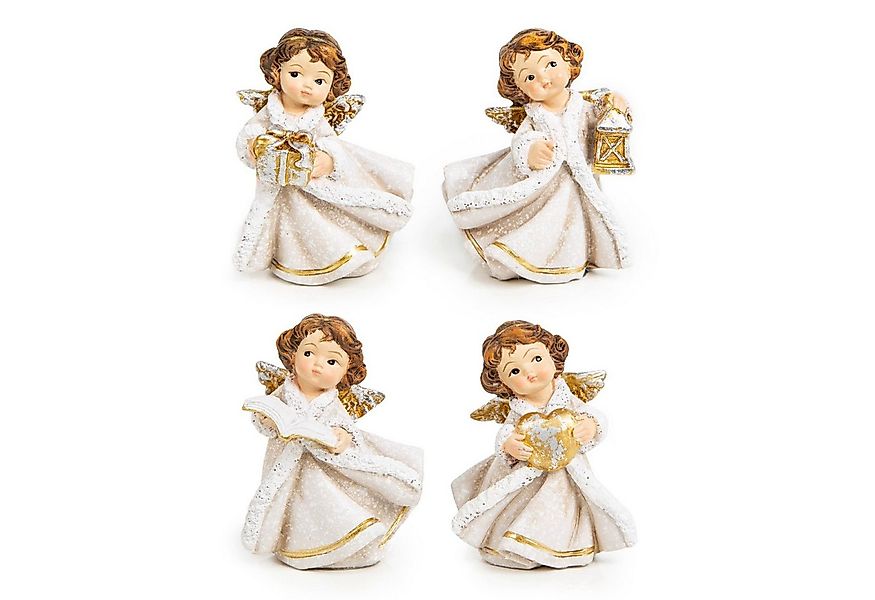Logbuch-Verlag Dekofigur 4 kleine Engel Figuren - Weihnachtsengel Creme Gol günstig online kaufen