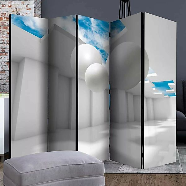XL Raumteiler aus fünf Elementen Blau Grau Weiß günstig online kaufen