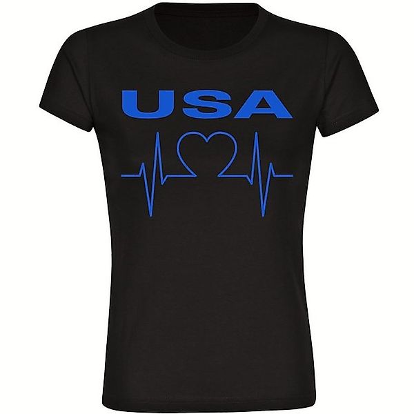 multifanshop T-Shirt Damen USA - Herzschlag - Frauen günstig online kaufen