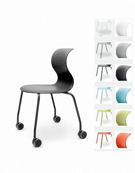 Pro 6 Stuhl Vierbeingestell mit Rollen graphitschwarz günstig online kaufen