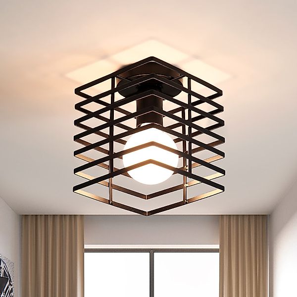Goeco Deckenleuchte Retro-Deckenlampe, schwarze quadratische Käfiglampe, günstig online kaufen