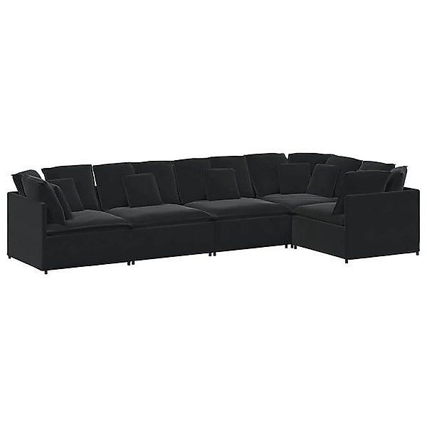 vidaXL Sofa Modulares Sofa mit Kissen Samt Schwarz günstig online kaufen