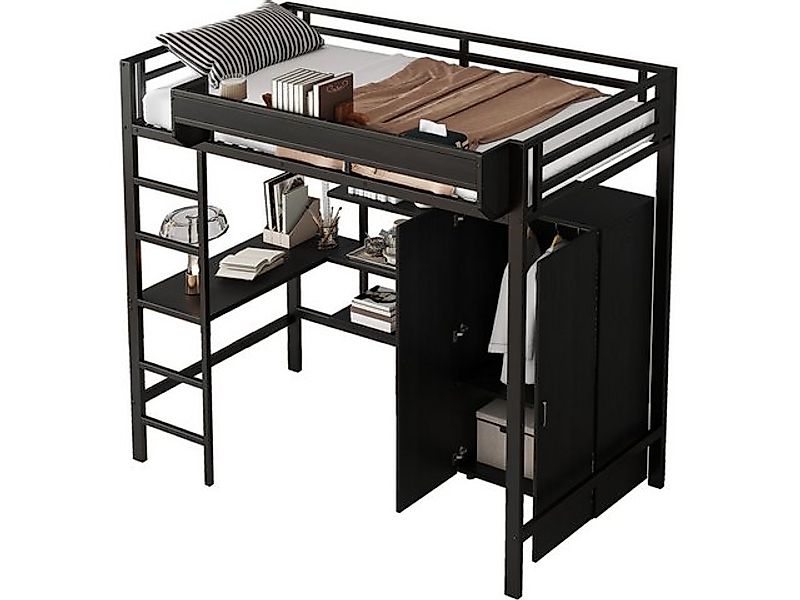 SeedWave Hochbett Mehrzweck-Bett mit Arbeitstisch, Kleiderschrank und Ablag günstig online kaufen