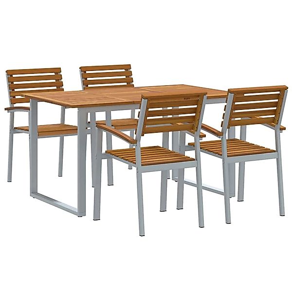 vidaXL Garten Essgruppe 5-Tlg Grau und Braun Akazie Massivholz 3284343 günstig online kaufen
