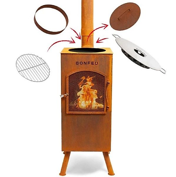 BonFeu Gartenkamin BonCarré Schwarz Terrassenofen Grill, günstig online kaufen