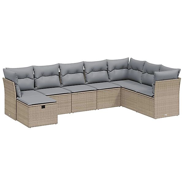 vidaXL 8-tlg Garten-Sofagarnitur mit Kissen Beige Poly Rattan Modell 123 günstig online kaufen