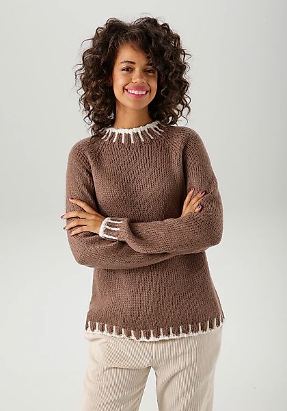 Aniston CASUAL Strickpullover mit gemusterten Bündchen günstig online kaufen