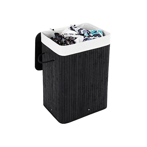 Songmics Wäschetonne mit Deckel 72 l Schwarz günstig online kaufen