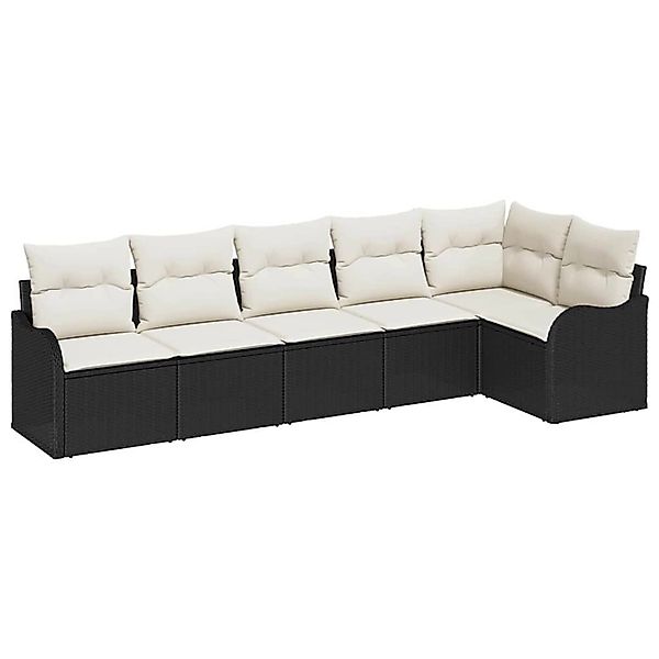 vidaXL Garten-Sofa-Set mit Kissen 6-Tlg Schwarz Poly Rattan 3345717 günstig online kaufen