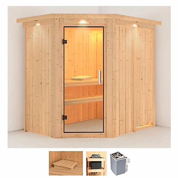 Karibu Sauna »Clara« Set, 9 KW-Ofen mit integrierter Steuerung günstig online kaufen