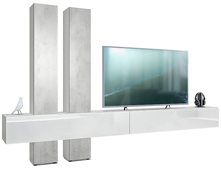 Vladon Wohnwand Moja, (Anbauwand, mit Rückwand mit 4 Türen und 2 Klappen), günstig online kaufen