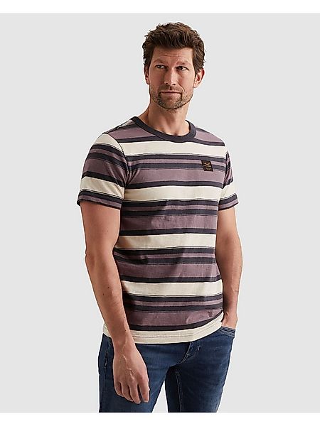 PME LEGEND T-Shirt Short sleeve r-neck slub striped jersey mit Logo Sticker günstig online kaufen