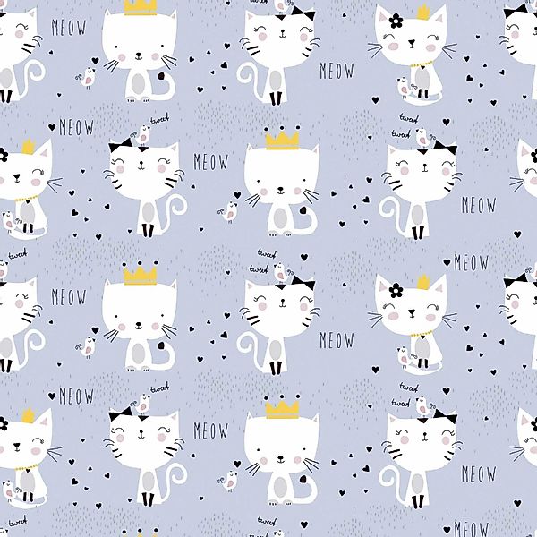Bricoflor Vlies Kindertapete mit Katzen Graue Tapete Tieren in Schwarz Weiß günstig online kaufen