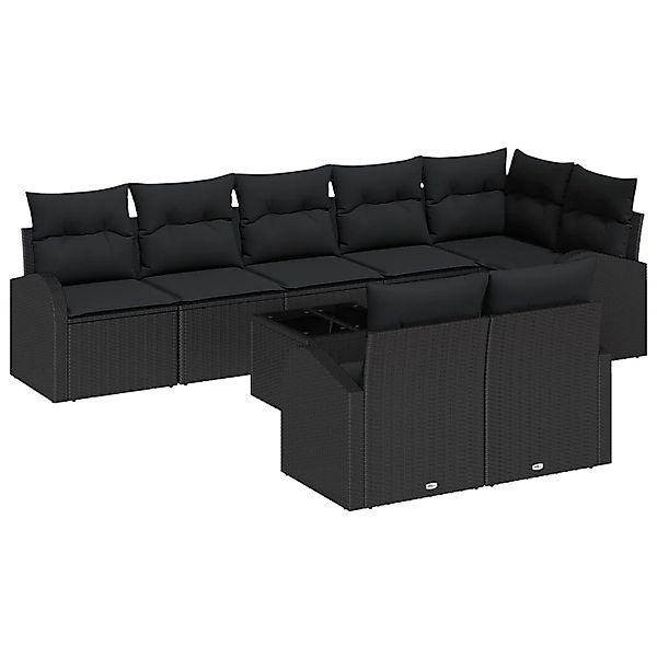 vidaXL Garten-Sofa-Set mit Kissen 9-Tlg Schwarz Poly Rattan 3354772 günstig online kaufen