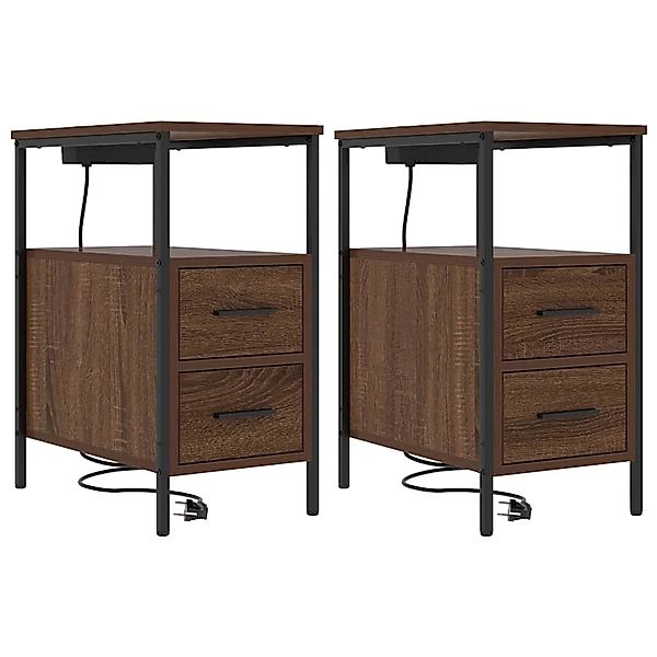vidaXL Nachttisch 2 Stk Braun Eichen-Optik 30 x 48 x 61 cm 859419 günstig online kaufen