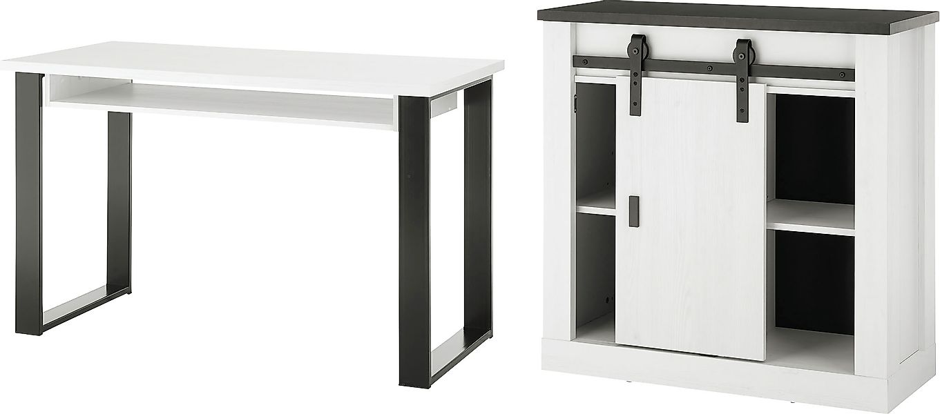 Home affaire Schrank-Set »SHERWOOD«, (2 St.), Büromöbel Set mit Scheunentor günstig online kaufen