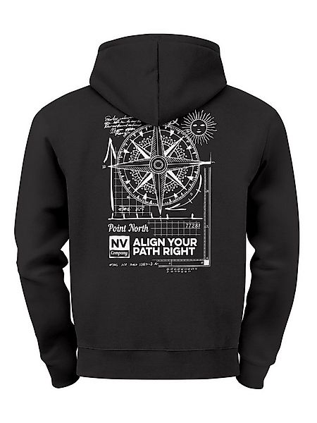 Neverless Hoodie Herren Hoodie Kompass Motiv Backprint, Neverless Point Nor günstig online kaufen