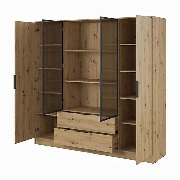 Goldstoff Kleiderschrank NADI – 220 cm breit 4-türiger Kleiderschrank (4 Fa günstig online kaufen