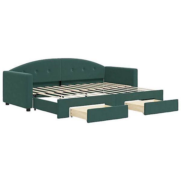 vidaXL Bett Tagesbett Ausziehbar mit Schubladen Dunkelgrün 80x200 cm Samt günstig online kaufen