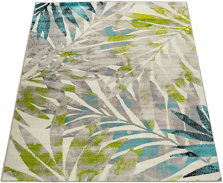 Paco Home Teppich "Metro 162" rechteckig 12 mm Höhe Kurzflor, Motiv Blätter günstig online kaufen