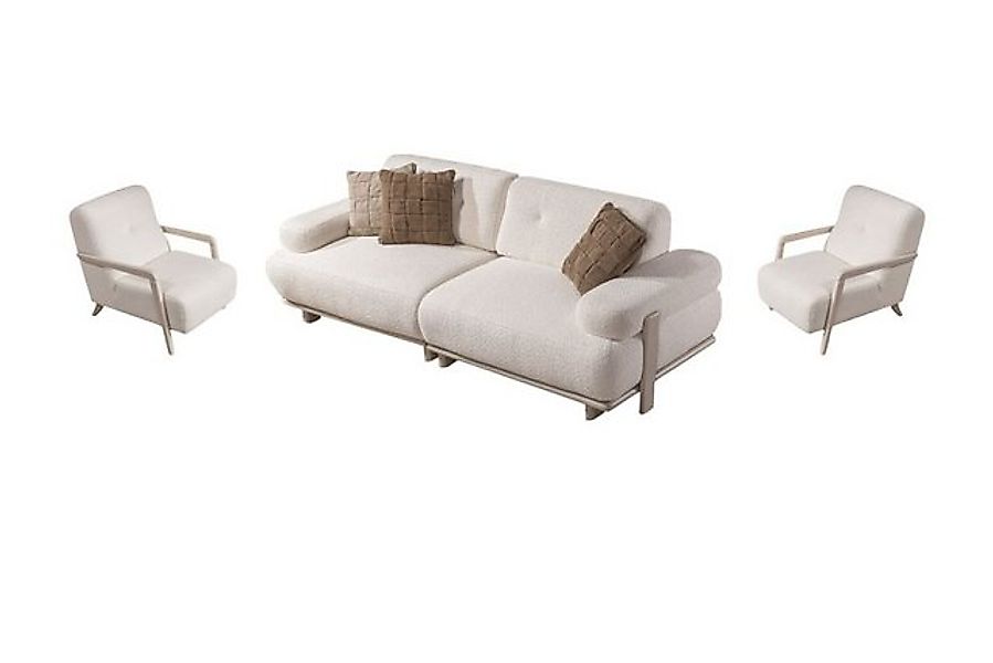 Villa Möbel Polstergarnitur Bully Creme Sofa Set, (Set, 3-tlg), mit Relax-/ günstig online kaufen