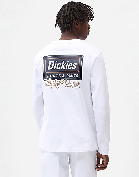 Dickies – Harrison – Langärmliges Shirt in Weiß mit Rückenprint günstig online kaufen