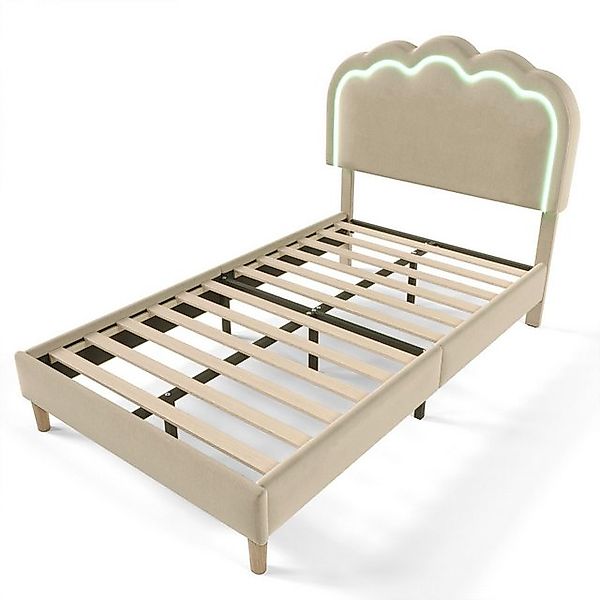 Gotagee Polsterbett LED Einzelbett Bettgestell Lattenrost Jugendbett flache günstig online kaufen