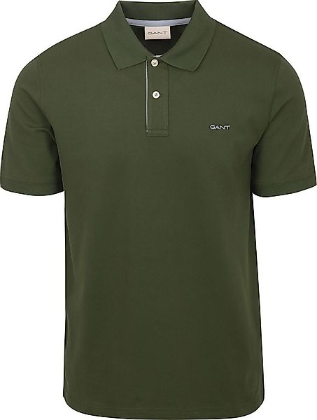 Gant Contrast Piqué Poloshirt Dunkelgrün - Größe L günstig online kaufen