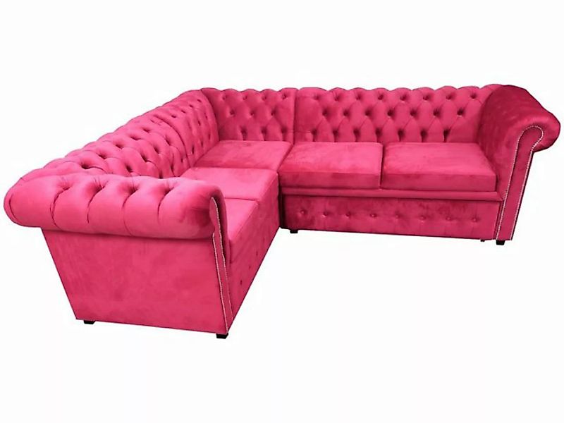 JVmoebel Ecksofa, Luxus Ecksofa L-Form Chesterfield Sofa Textil Rosa Couch günstig online kaufen