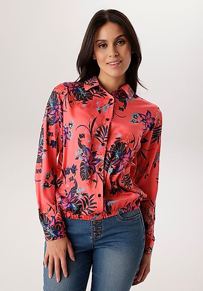 Aniston SELECTED Hemdbluse mit Gummizug am Saum und floralem Allover-Print günstig online kaufen