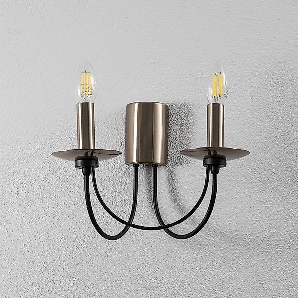 Wandlampe Dofa, messing antik/schwarz, 2-flammig günstig online kaufen
