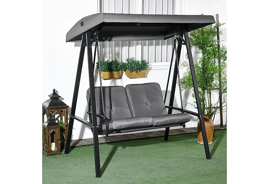 Outsunny Hollywoodschaukel mit Verstellbarem Dach, Kissen, 2-Sitzer, Verste günstig online kaufen