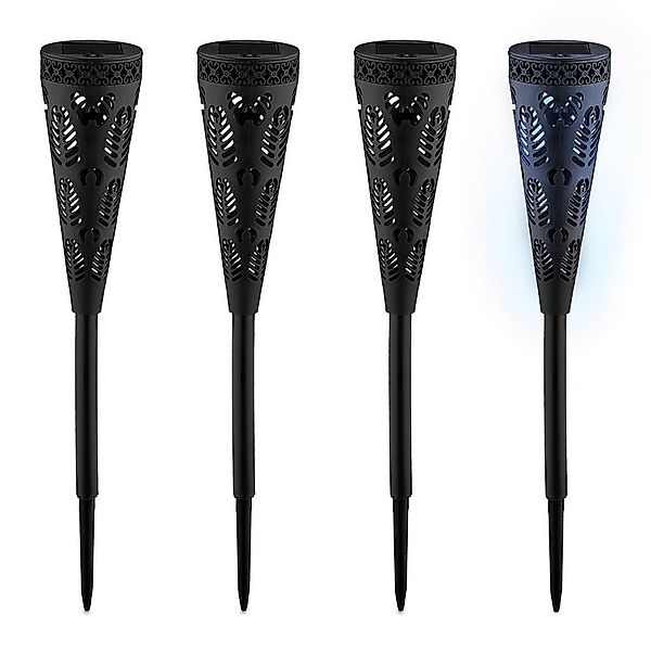 relaxdays LED Solarleuchte Solarlampen-Set mit Lichteffekt, 4er Pack günstig online kaufen