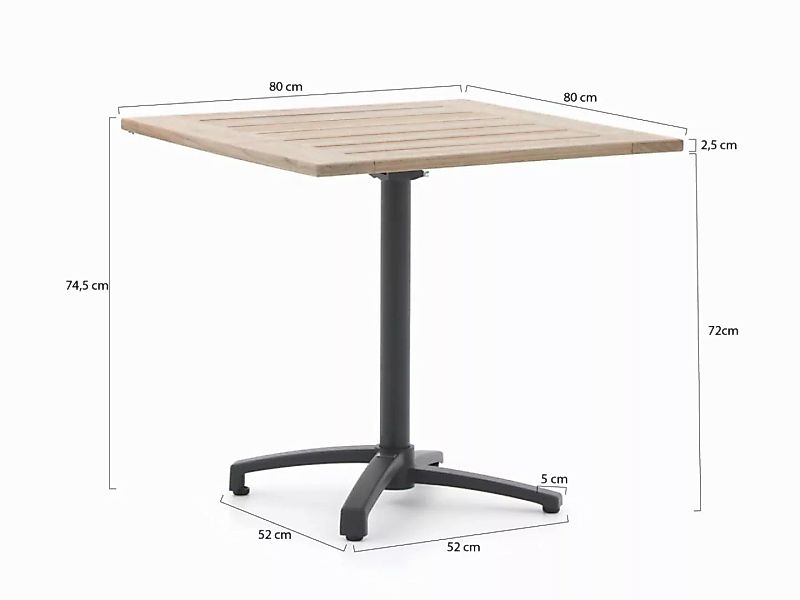 Bellagio Canzo Gartentisch klappbar 80x80x75 cm günstig online kaufen