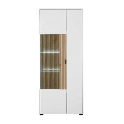 Esszimmervitrinenschrank in Weiß Glastür günstig online kaufen