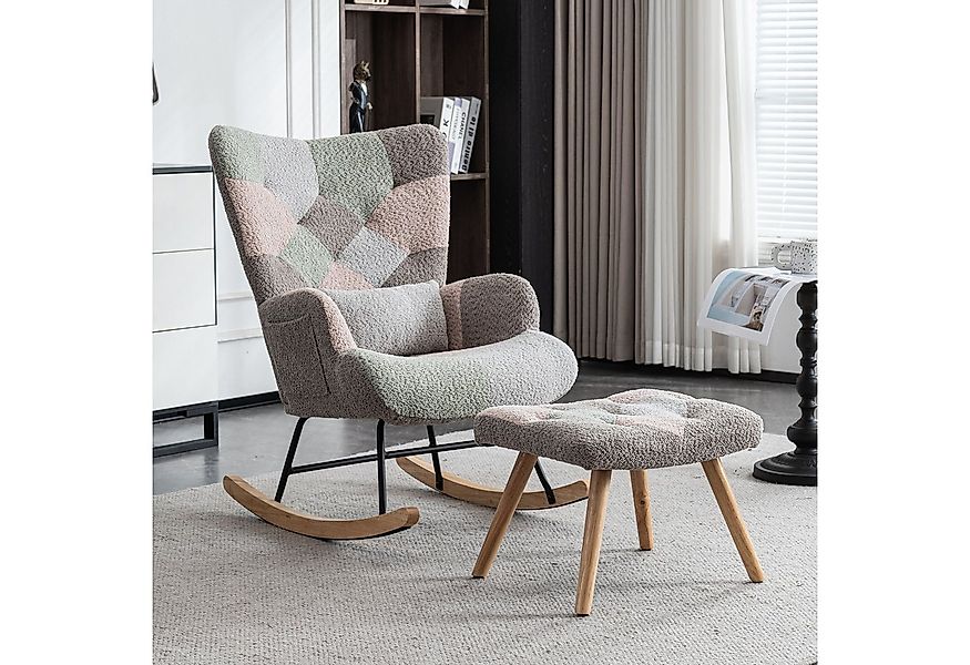 OKWISH Schaukelstuhl mit Holzsockel (Loungesessel, 2 St), inklusive Fußstüt günstig online kaufen