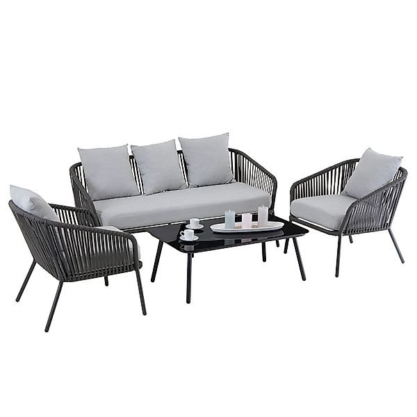 CARO-Möbel Gartenlounge-Set BENGAL, Outdoor Loungemöbel wasserabweisend, günstig online kaufen