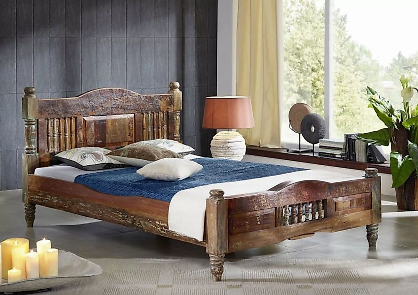 Massivmoebel24 Massivholzbett Bett Altholz 200x200x100 mehrfarbig lackiert günstig online kaufen