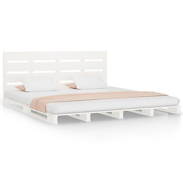 vidaXL Bett, Massivholzbett ohne Matratze Weiß 180x200 cm Kiefernholz günstig online kaufen