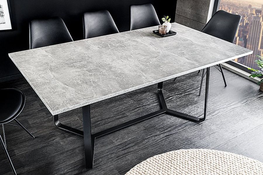 riess-ambiente Esstisch LOFT 140cm grau / schwarz · in Beton-Design mit Met günstig online kaufen