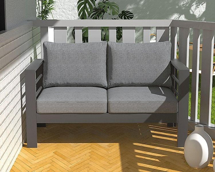 MeXo Loungesofa Gartensofa für Balkon 2 Sitzer Aluminium outdoor wetterfest günstig online kaufen
