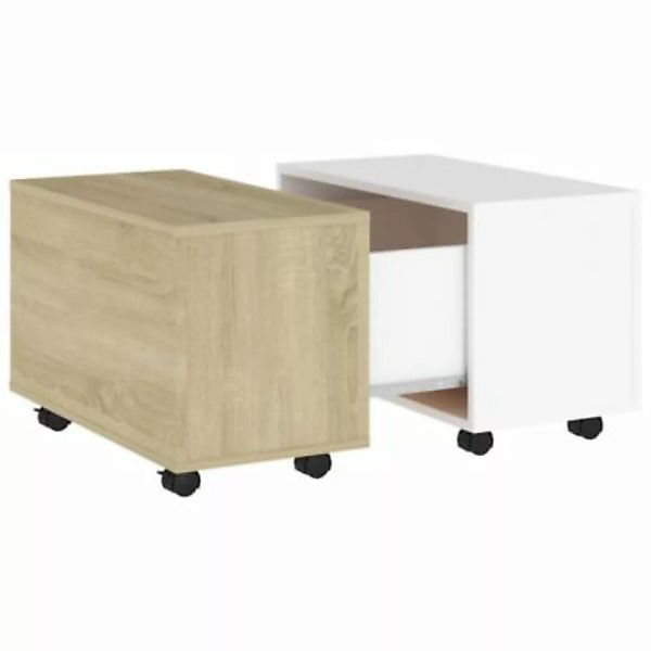 vidaXL Couchtisch Weiß und Sonoma-Eiche 60x60x38 cm Holzwerkstoff Couchtisc günstig online kaufen