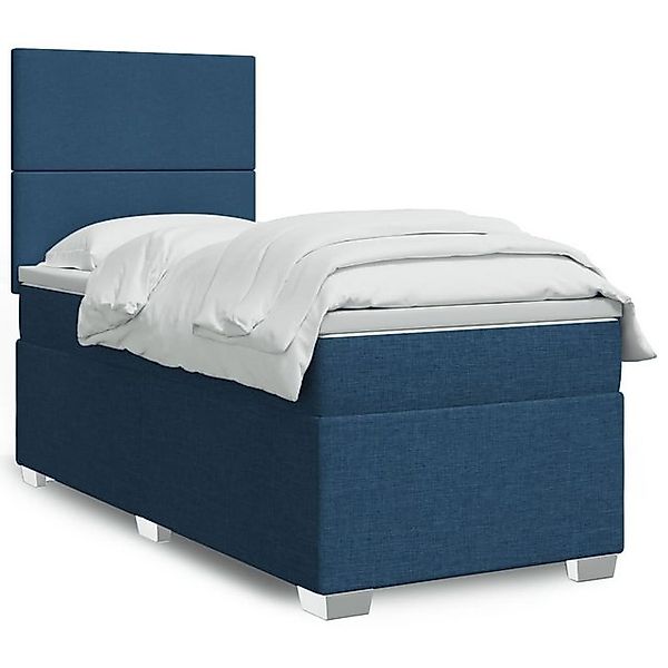 furnicato Bettgestell Boxspringbett mit Matratze Blau 100x200 cm Stoff günstig online kaufen