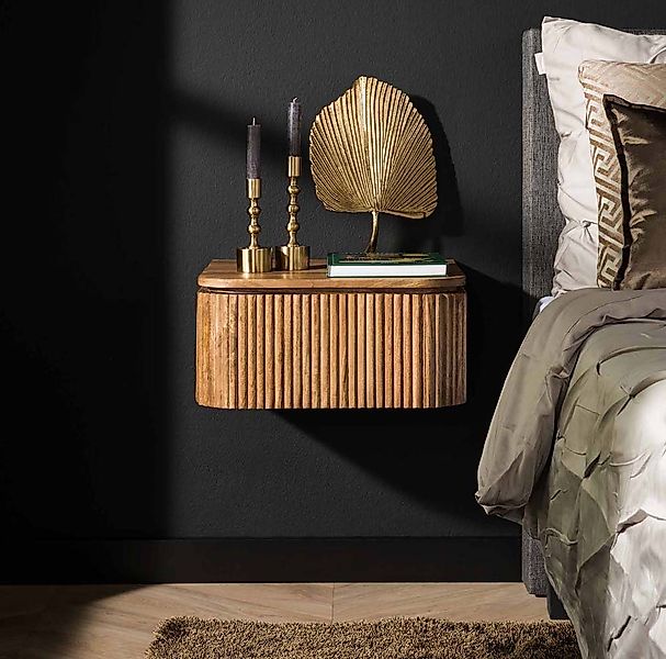 Maison ESTO Nachttisch SWELL hängend mit Ablage Mangoholz Nachtschränkchen günstig online kaufen