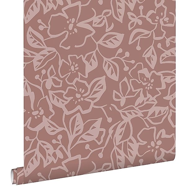 ESTAhome Tapete Blätter und Blumen Aubergineviolett 50 x 900 cm günstig online kaufen