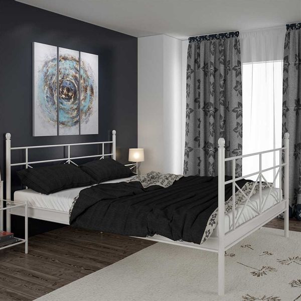 Weißes Metallbettgestell im Landhausstil 90x200 und 160x200 cm günstig online kaufen