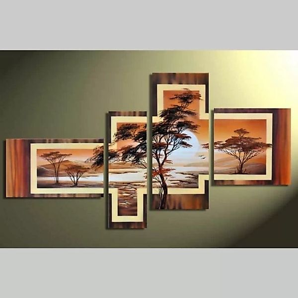 4 Leinwandbilder AFRIKA Baum (6) 140 x 80cm Handgemalt günstig online kaufen