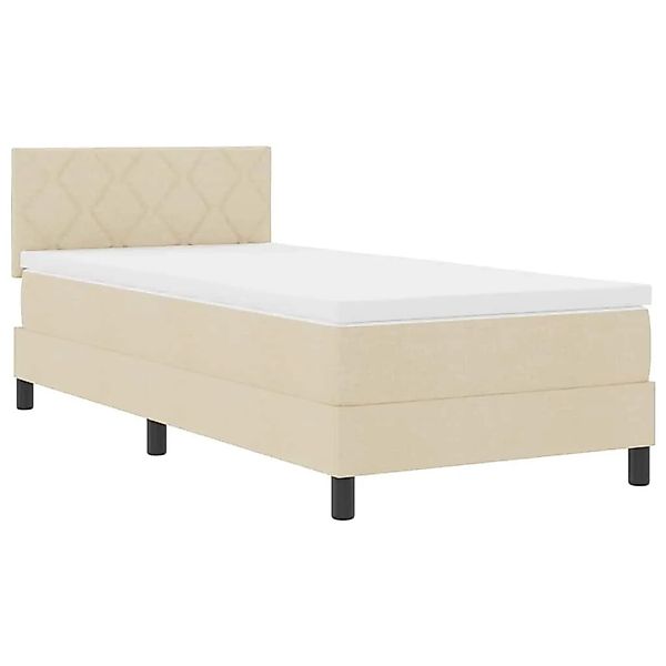 vidaXL Boxspringbett mit Matratze mit Kopfteil Creme 90 x 200 cm Stoff 3342 günstig online kaufen