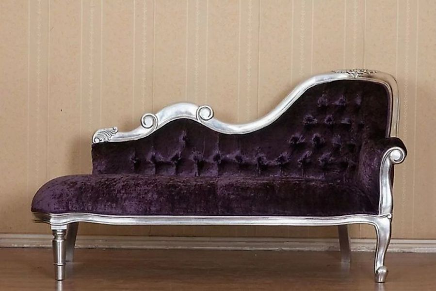 Casa Padrino Chaiselongue Barock Chaiselongue Lila / Silber 150 x 78 x H. 9 günstig online kaufen